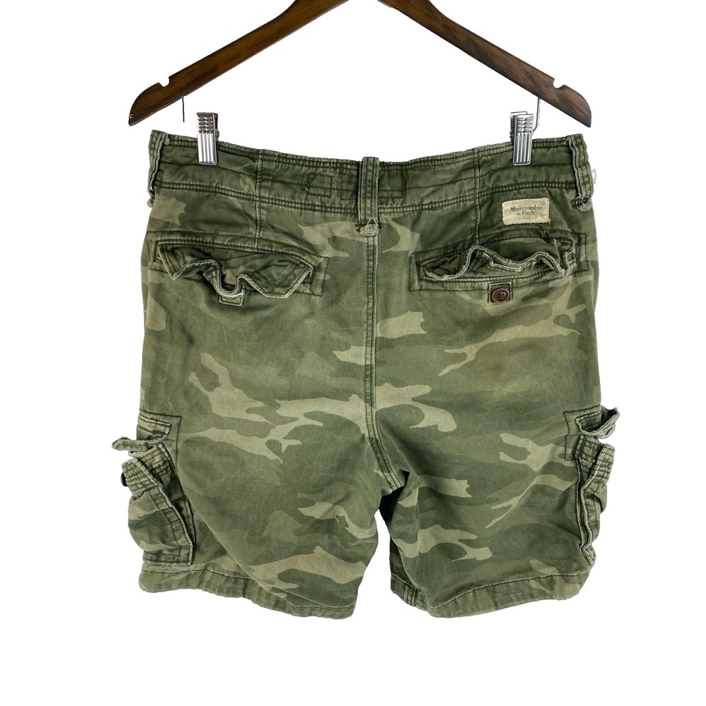 Abercrombie & Fitch Mens 32 Camoflauge Cargo Y2K Vtg Military Shorts Pockets - Picture 5 of 12